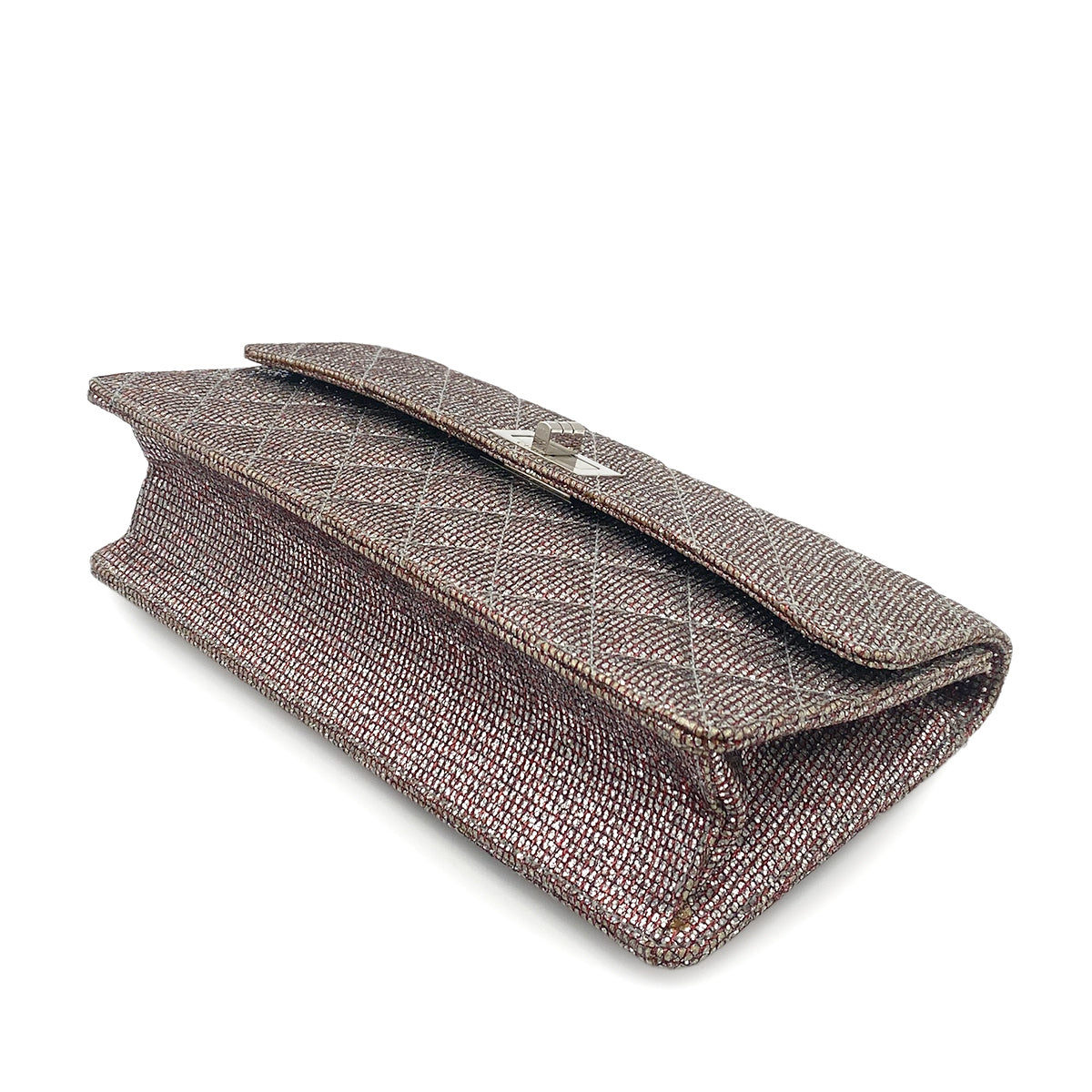 CHANEL VINTAGE 2.55 CHAIN SHOULDER BAG METALLIC SILVER RED 90264511