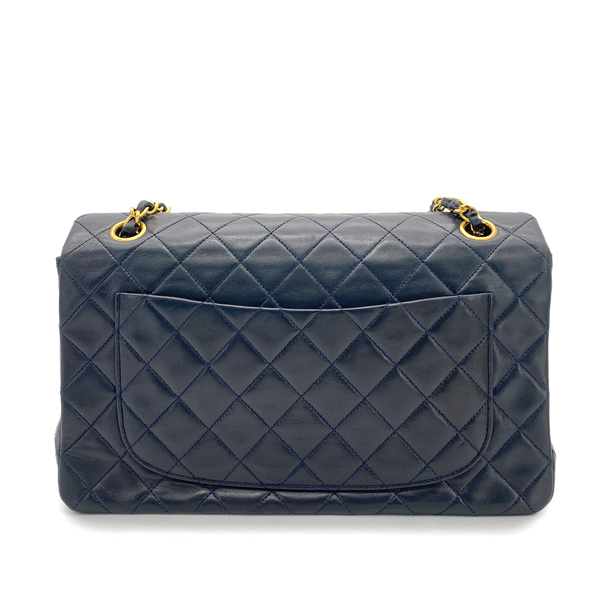 CHANEL VINTAGE MATELASSE CHAIN SHOULDER BAG NAVY LAMB SKIN 90264513