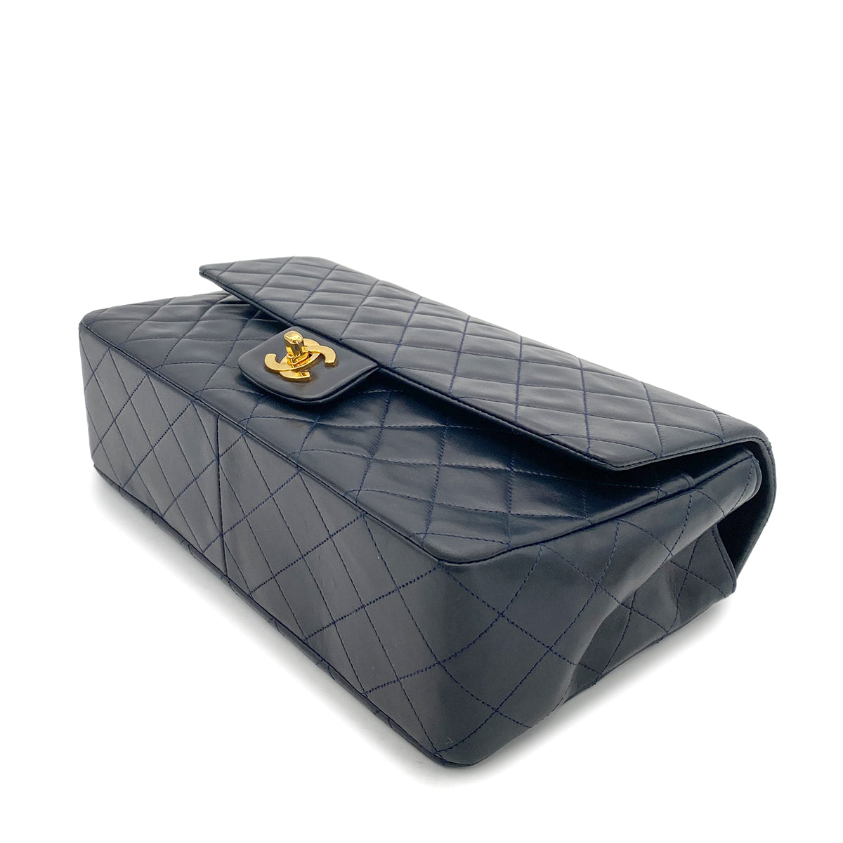 CHANEL VINTAGE MATELASSE CHAIN SHOULDER BAG NAVY LAMB SKIN 90264513