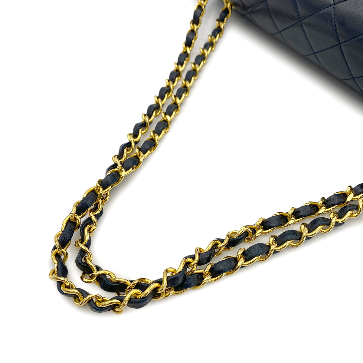 CHANEL VINTAGE MATELASSE CHAIN SHOULDER BAG NAVY LAMB SKIN 90264513