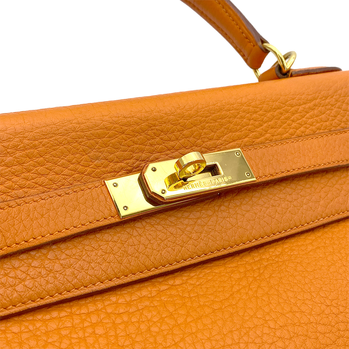 HERMES KELLY 32 RETOURNE ORANGE TAURILLON CLEMENCE HAND SHOULDER BAG □G GHW 90264518