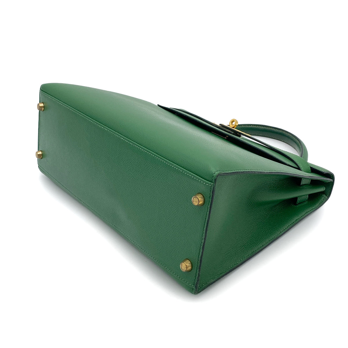 HERMES KELLY 32 SELLIER GREEN COUCHVEL HAND BAG 〇Z GHW 90264526