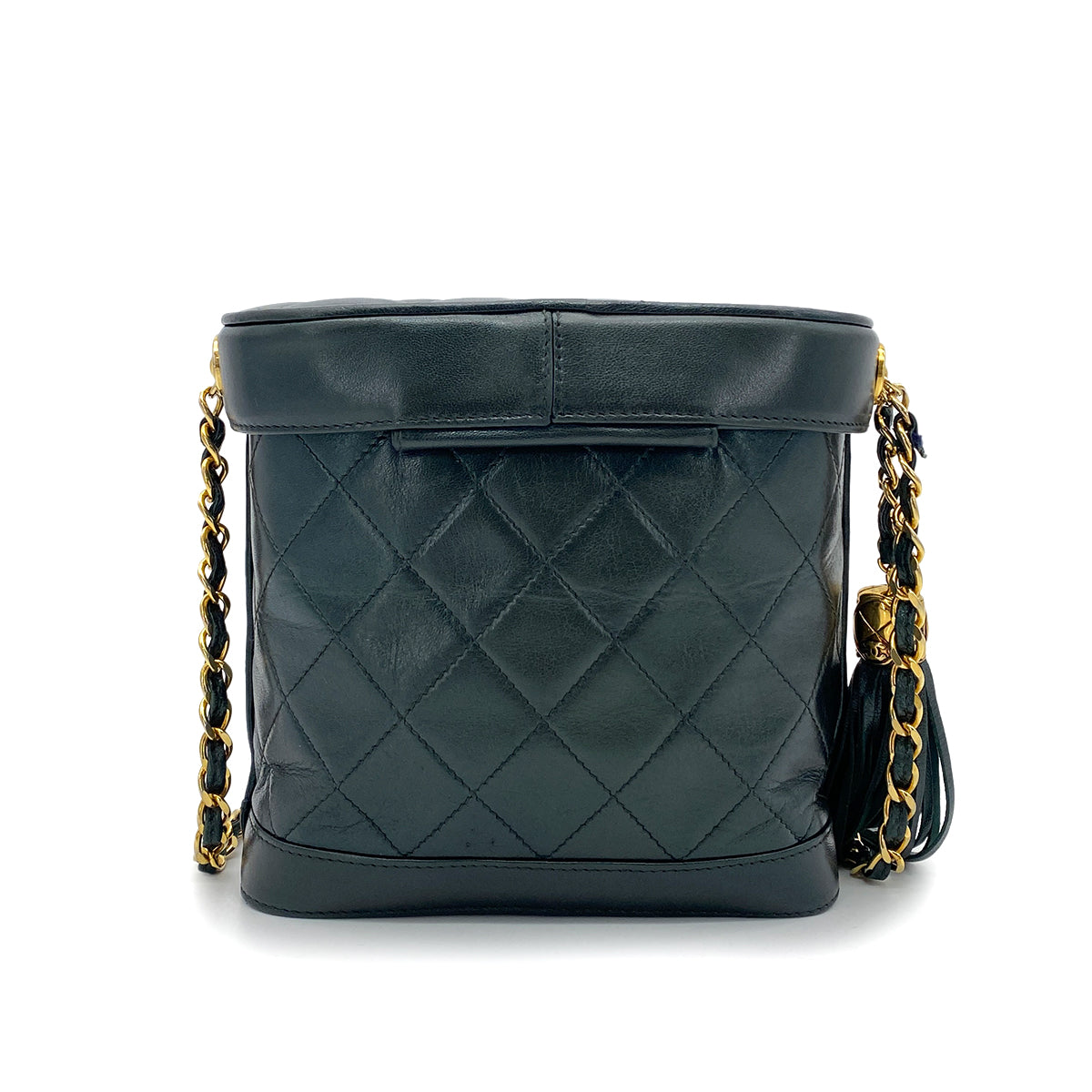 CHANEL VINTAGE MATELASSE FRINGE CHAIN SHOULDER BAG GREEN LAMB SKIN 90264528