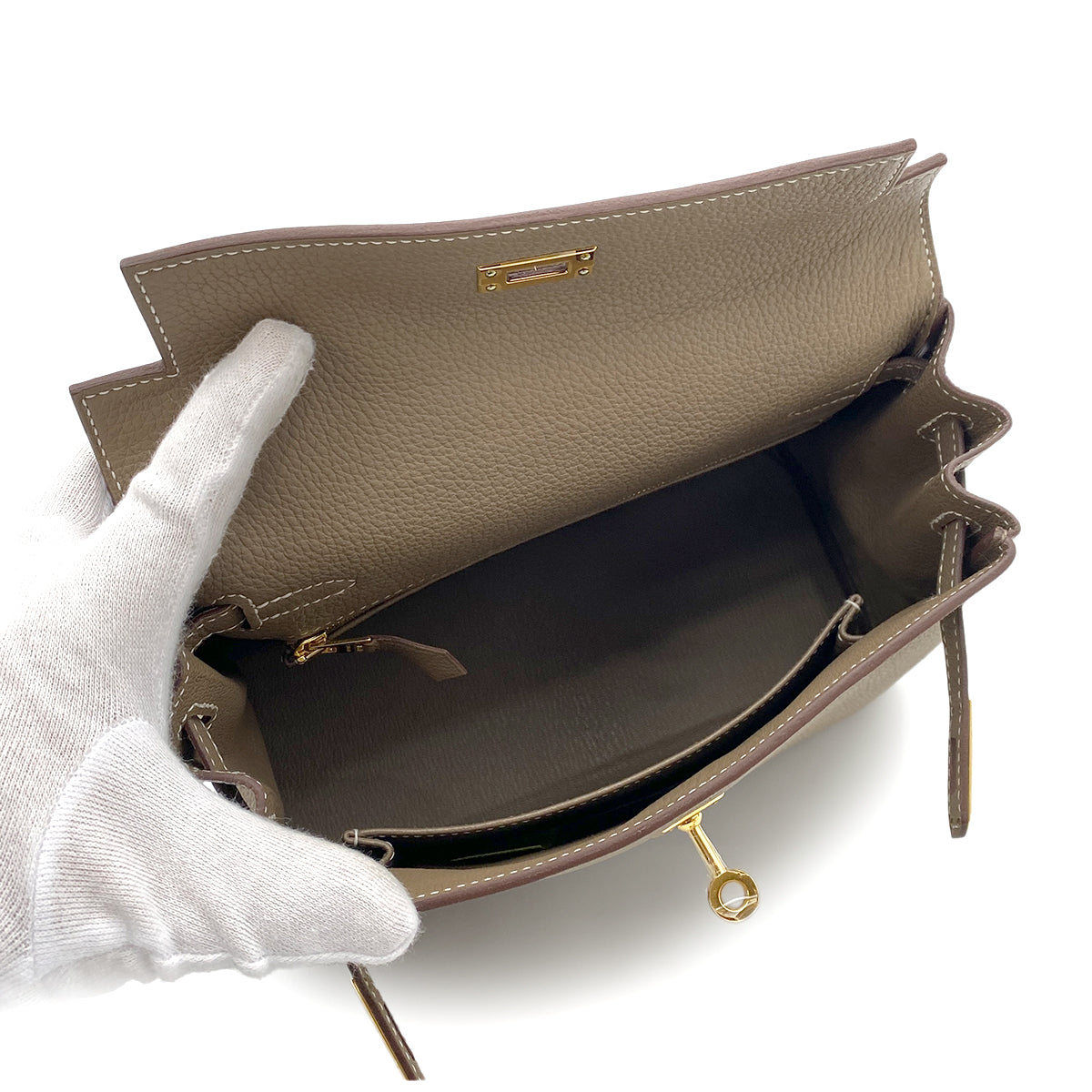 HERMES KELLY 25 RETOURNE ETOUPE TOGO HAND SHOULDER BAG W GHW 90264531