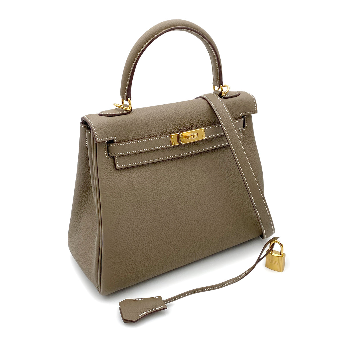 HERMES KELLY 25 RETOURNE ETOUPE TOGO HAND SHOULDER BAG W GHW 90264531