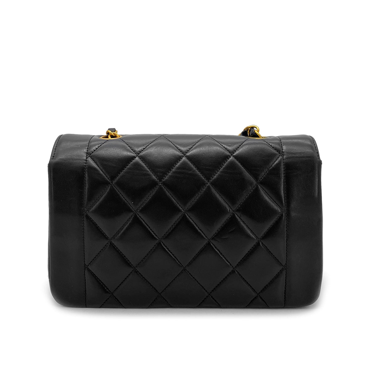 CHANEL VINTAGE DIANA SMALL CHAIN SHOULDER BAG BLACK LAMB SKIN 90264535