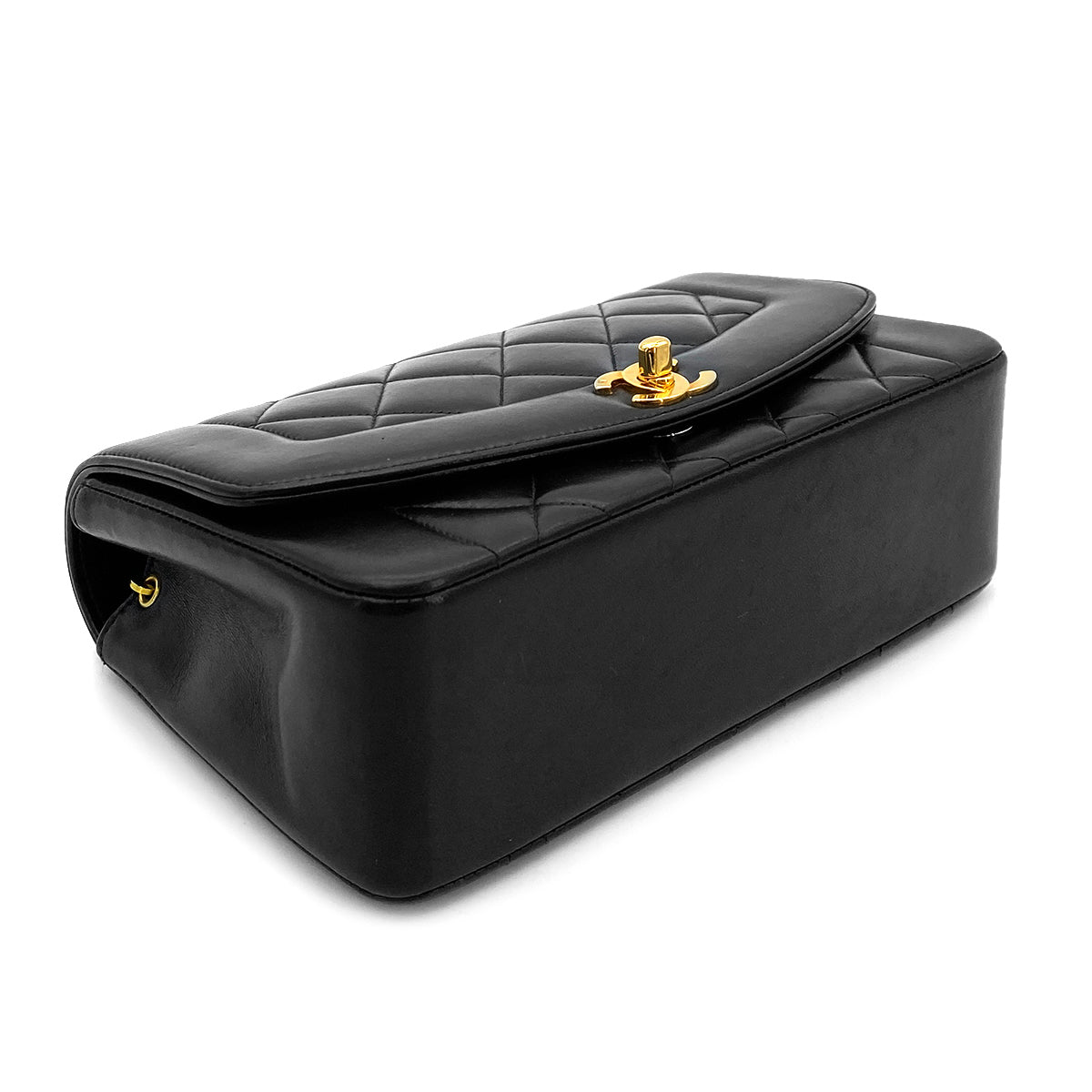 CHANEL VINTAGE DIANA SMALL CHAIN SHOULDER BAG BLACK LAMB SKIN 90264535