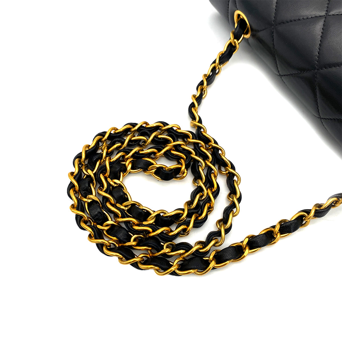 CHANEL VINTAGE DIANA SMALL CHAIN SHOULDER BAG BLACK LAMB SKIN 90264535