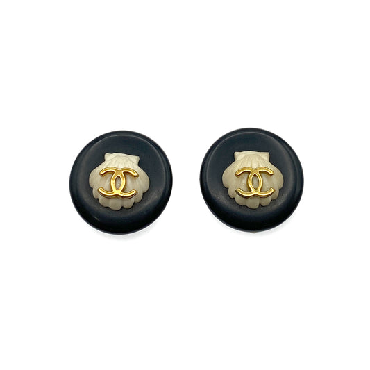 CHANEL VINTAGE EARRINGS COCOMARK ROUND ACCESSORY 96C 90264542