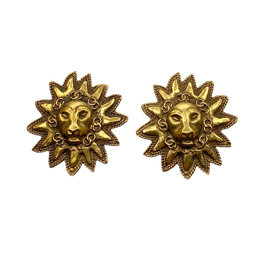 CHANEL VINTAGE EARRINGS LION COCOMARK ACCESSORY 90264543