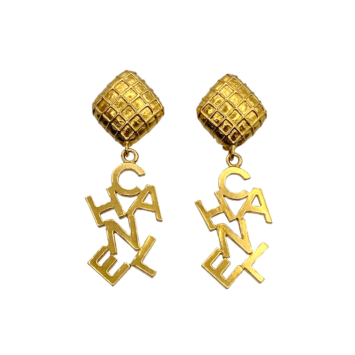 CHANEL VINTAGE EARRINGS LOGO SWING ACCESSORY 90264553