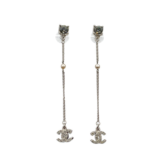 CHANEL EARRINGS COCOMARK RHINESTONE SWING ACCESSORY 05P 90264579