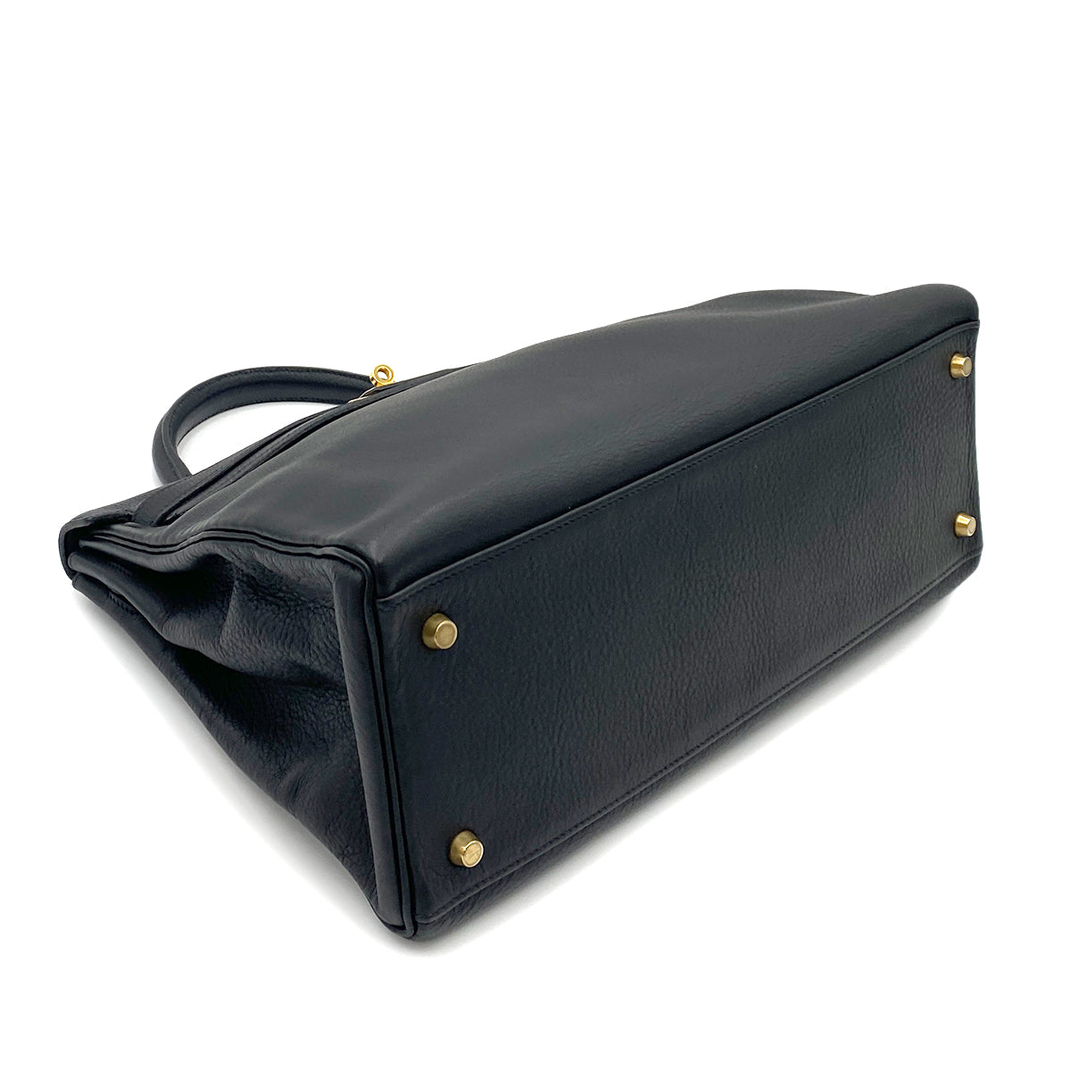 HERMES KELLY 35 RETOURNE BLACK TAURILLON CLEMENCE HAND SHOULDER BAG □A GHW 90264748