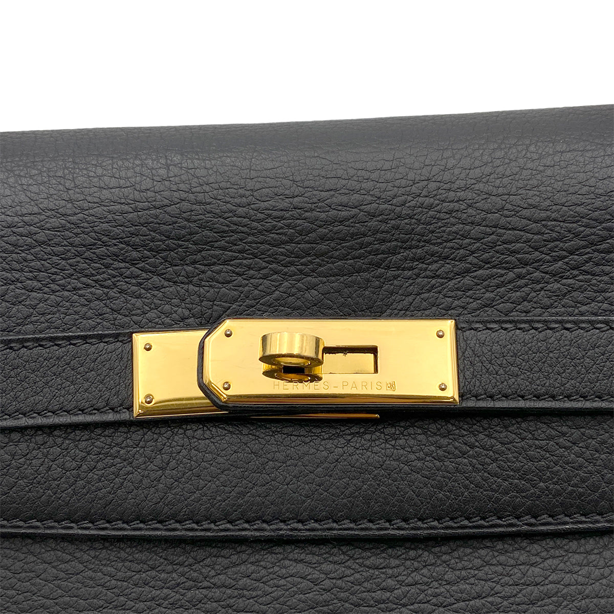 HERMES KELLY 35 RETOURNE BLACK TAURILLON CLEMENCE HAND SHOULDER BAG □A GHW 90264748