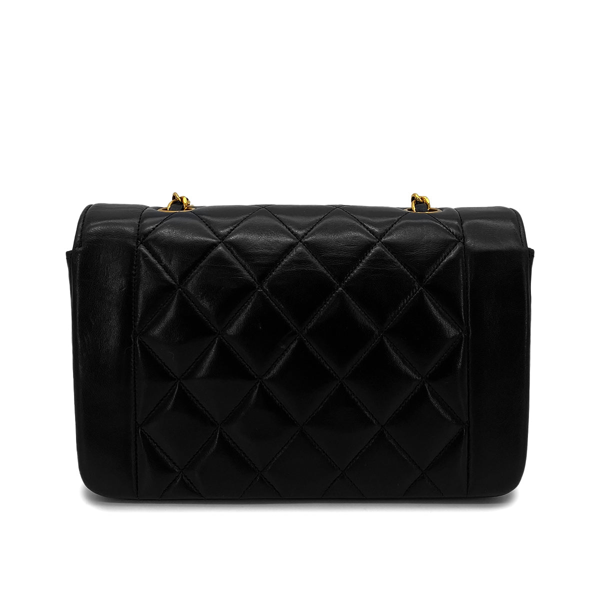 CHANEL VINTAGE DIANA SMALL CHAIN SHOULDER BAG BLACK LAMB SKIN 90264760