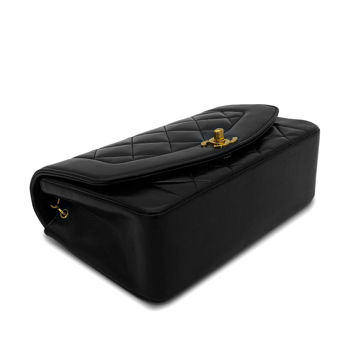 CHANEL VINTAGE DIANA SMALL CHAIN SHOULDER BAG BLACK LAMB SKIN 90264760