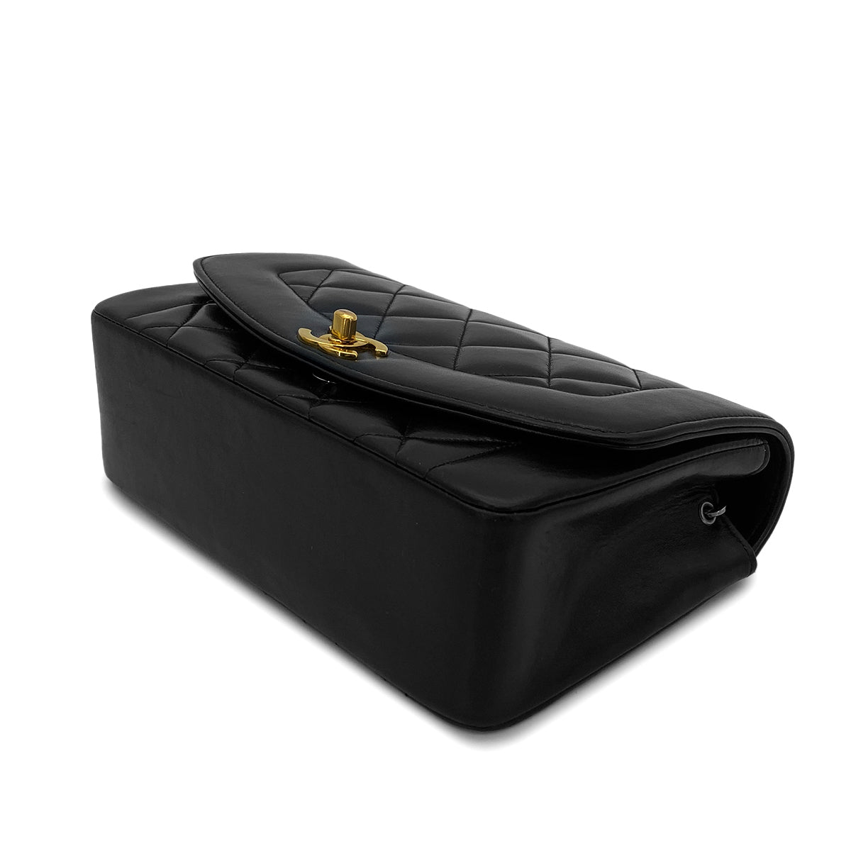 CHANEL VINTAGE DIANA SMALL CHAIN SHOULDER BAG BLACK LAMB SKIN 90264760