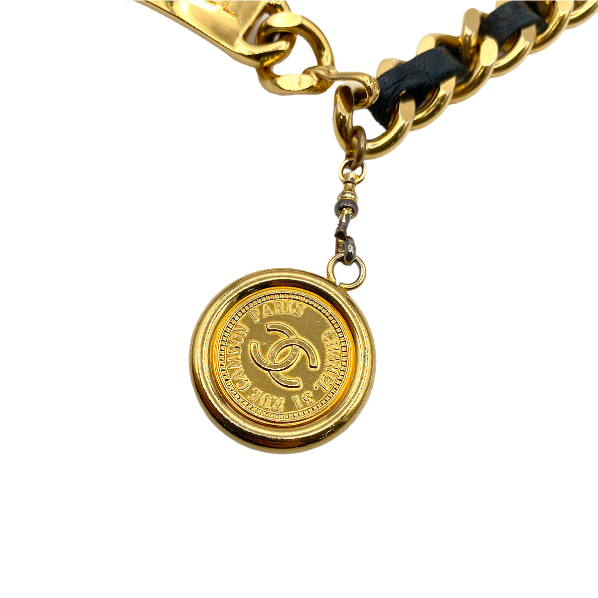 CHANEL VINTAGE CHAIN BELT LEATHER COCOMARK ACCESSORY 90264766