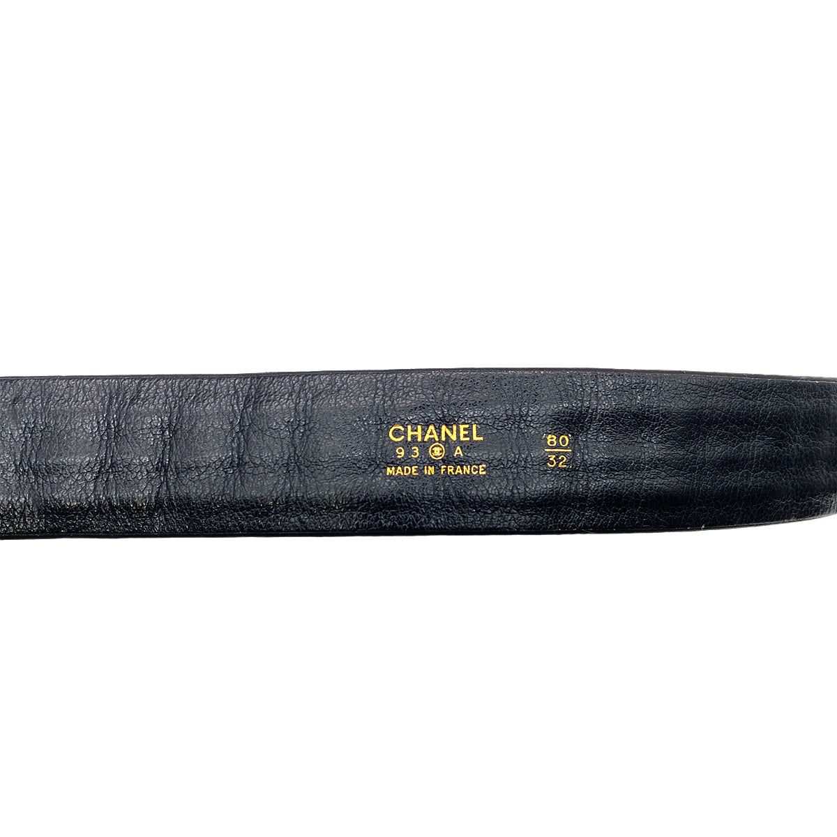 CHANEL VINTAGE BELT BLACK LAMB SKIN 93A 90264767