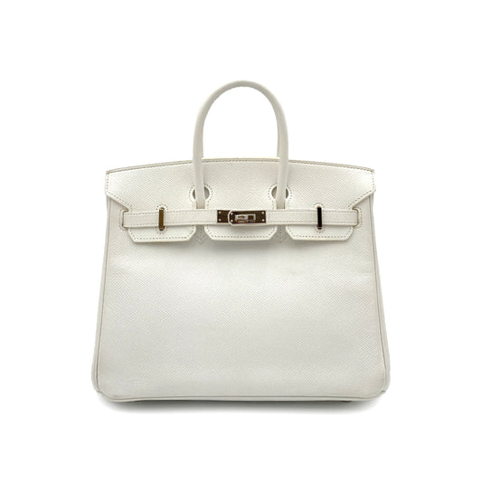 HERMES BIRKIN 25 WHITE EPSOM HAND BAG □P SHW 90264768