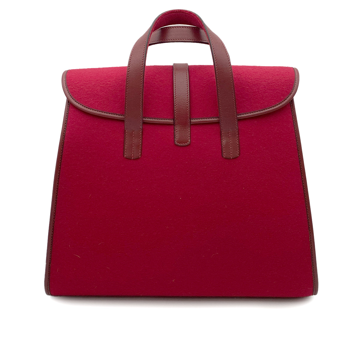 HERMES FEU DOU TOTE BAG ROUGE FELT FABRIC LEATHER 90264797