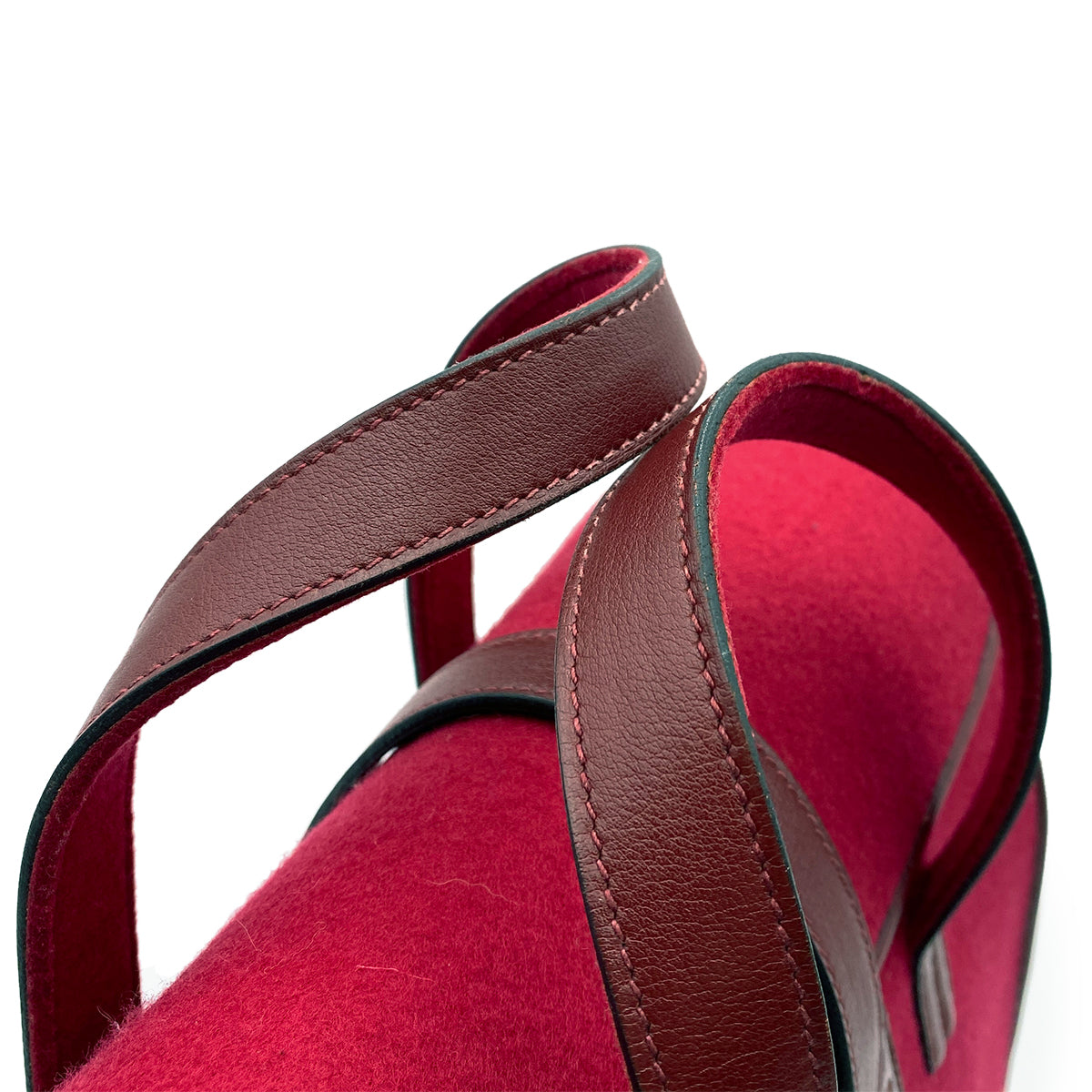 HERMES FEU DOU TOTE BAG ROUGE FELT FABRIC LEATHER 90264797