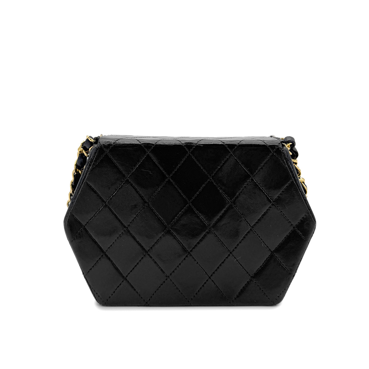 CHANEL VINTAGE  MATELASSE CHAIN SHOULDER BAG BLACK LAMB SKIN 90264799