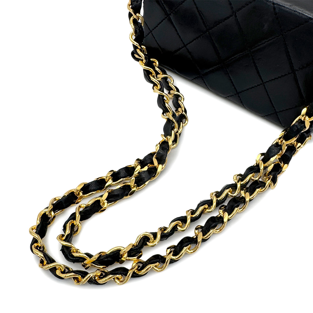 CHANEL VINTAGE  MATELASSE CHAIN SHOULDER BAG BLACK LAMB SKIN 90264799
