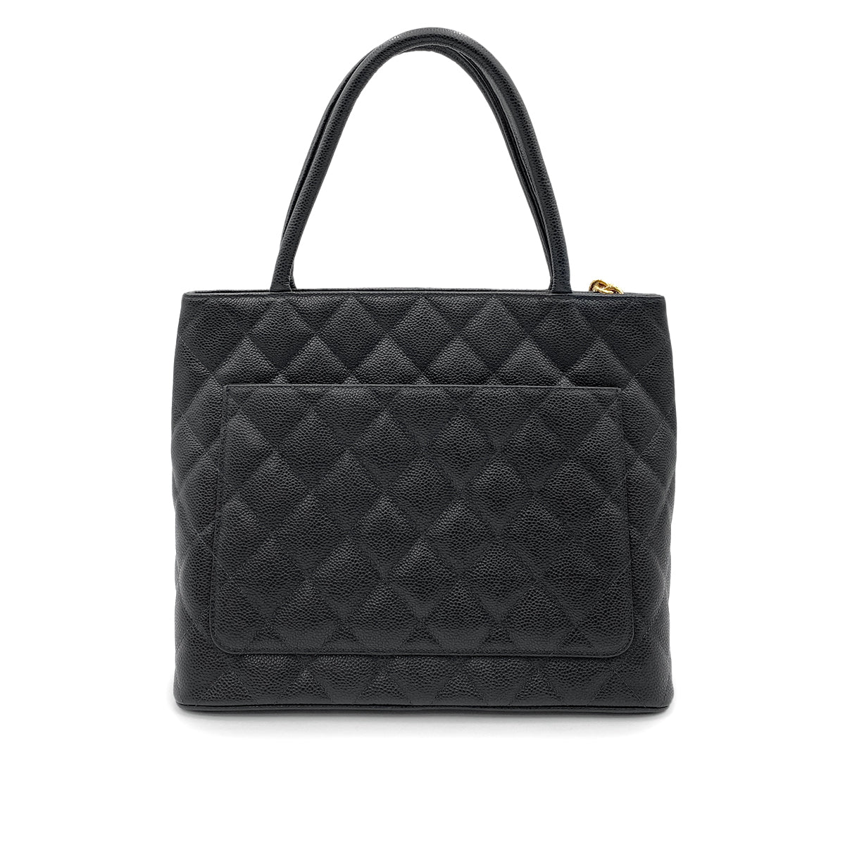 CHANEL VINTAGE MEDALLION TOTE BAG BLACK CAVIAR SKIN 90265302