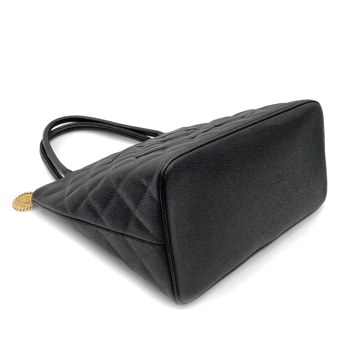 CHANEL VINTAGE MEDALLION TOTE BAG BLACK CAVIAR SKIN 90265302