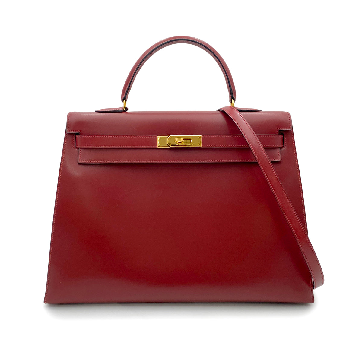 HERMES KELLY 35 SELLIER ROUGE H BOXCALF HAND SHOULDER BAG 〇Z GHW 90265315