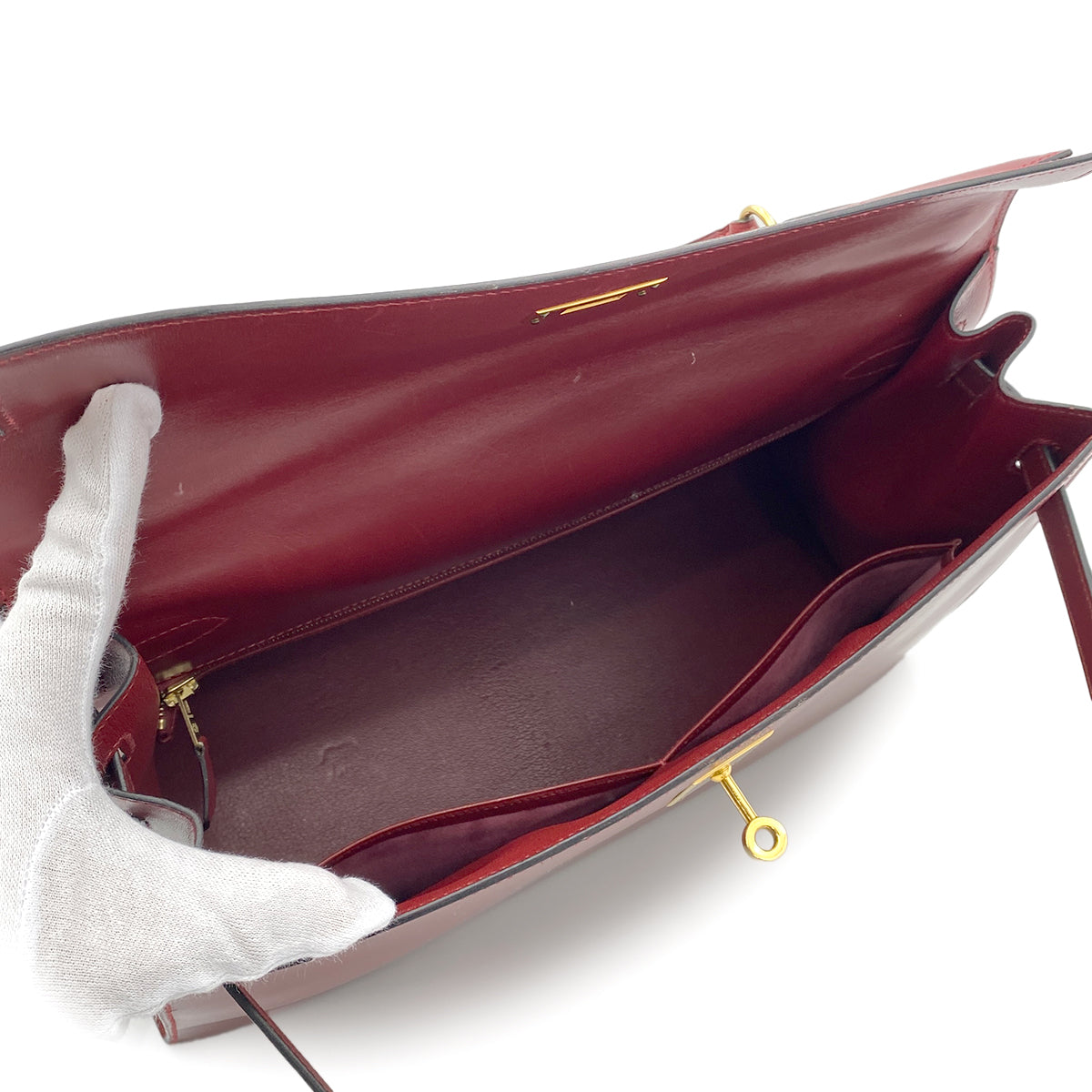 HERMES KELLY 35 SELLIER ROUGE H BOXCALF HAND SHOULDER BAG 〇Z GHW 90265315