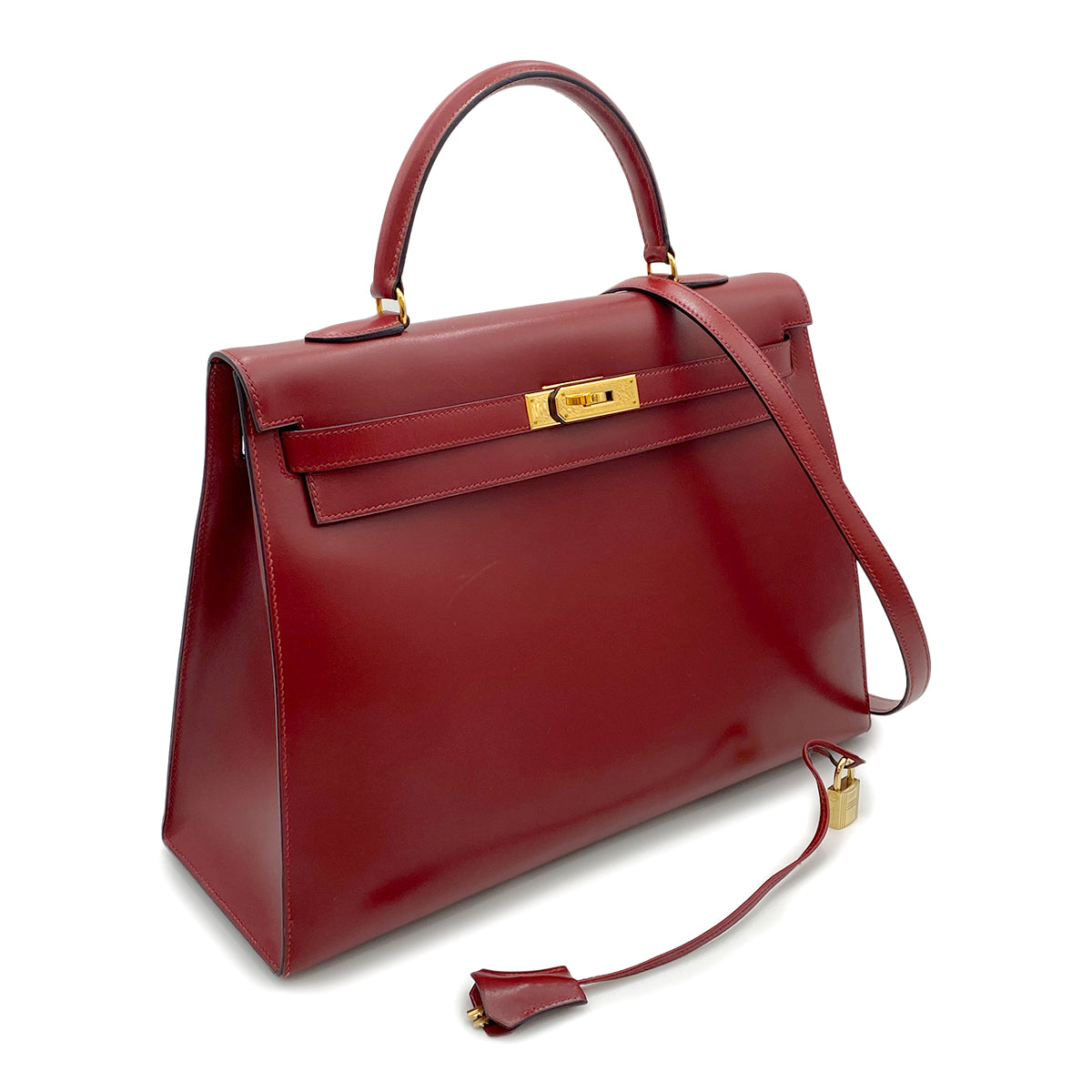 HERMES KELLY 35 SELLIER ROUGE H BOXCALF HAND SHOULDER BAG 〇Z GHW 90265315