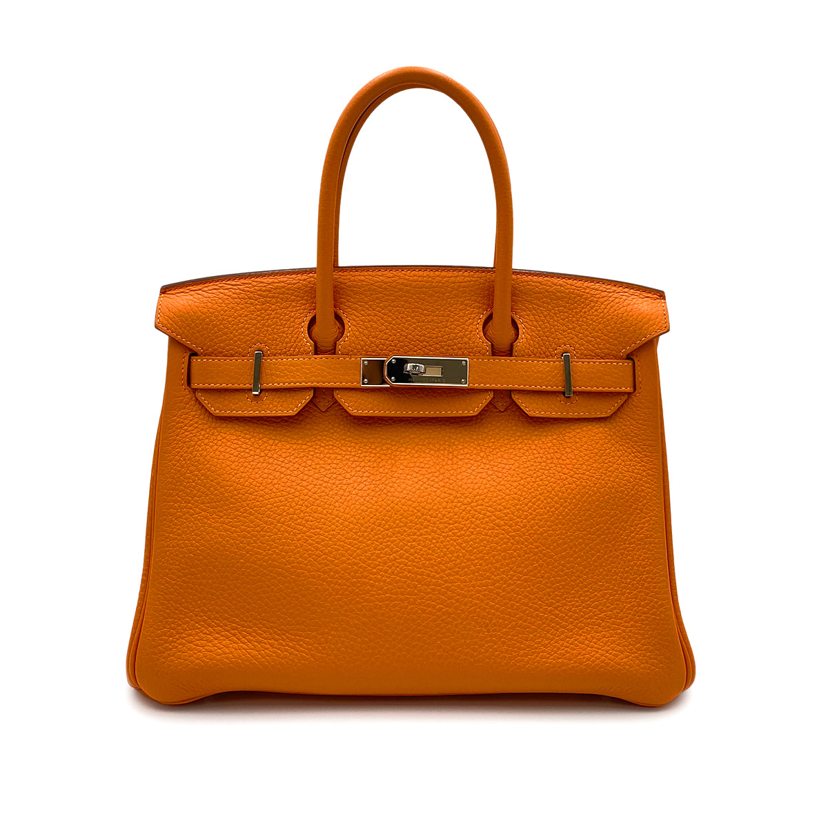 HERMES BIRKIN 30 ORANGE TAURILLON CLEMENCE HAND BAG □Q SHW 90265316