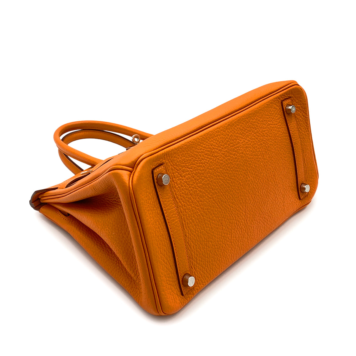 HERMES BIRKIN 30 ORANGE TAURILLON CLEMENCE HAND BAG □Q SHW 90265316