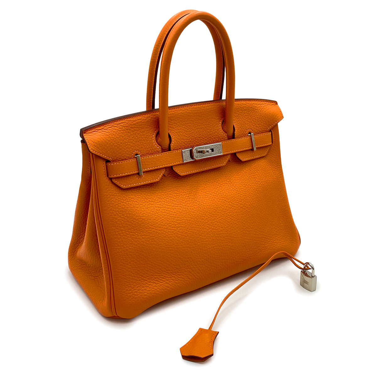 HERMES BIRKIN 30 ORANGE TAURILLON CLEMENCE HAND BAG □Q SHW 90265316