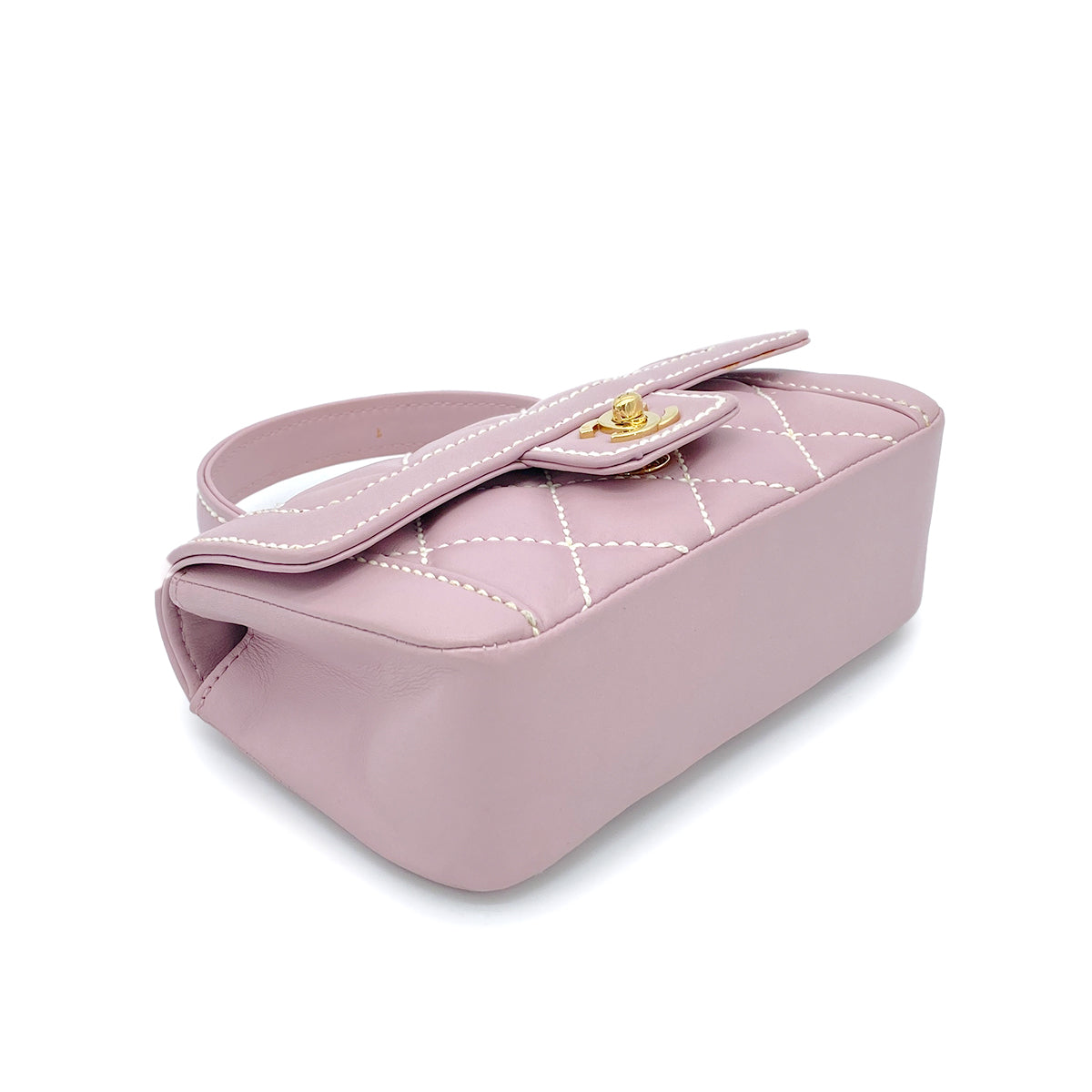 CHANEL VINTAGE WILD STITCH HAND BAG PURPLE LAMB SKIN 90265322