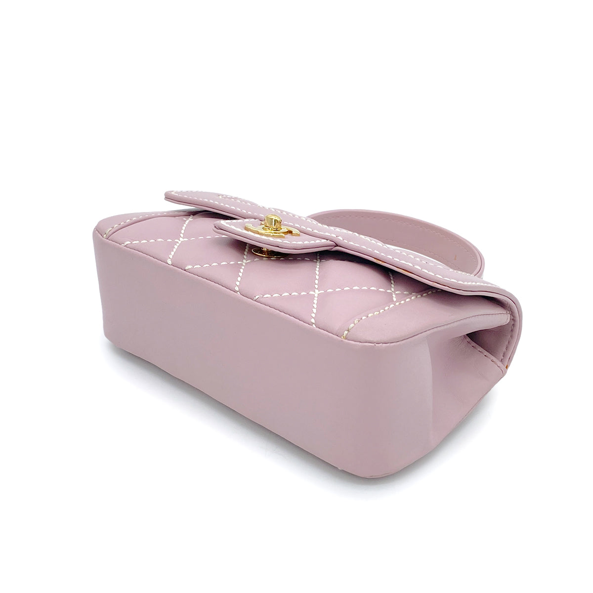 CHANEL VINTAGE WILD STITCH HAND BAG PURPLE LAMB SKIN 90265322