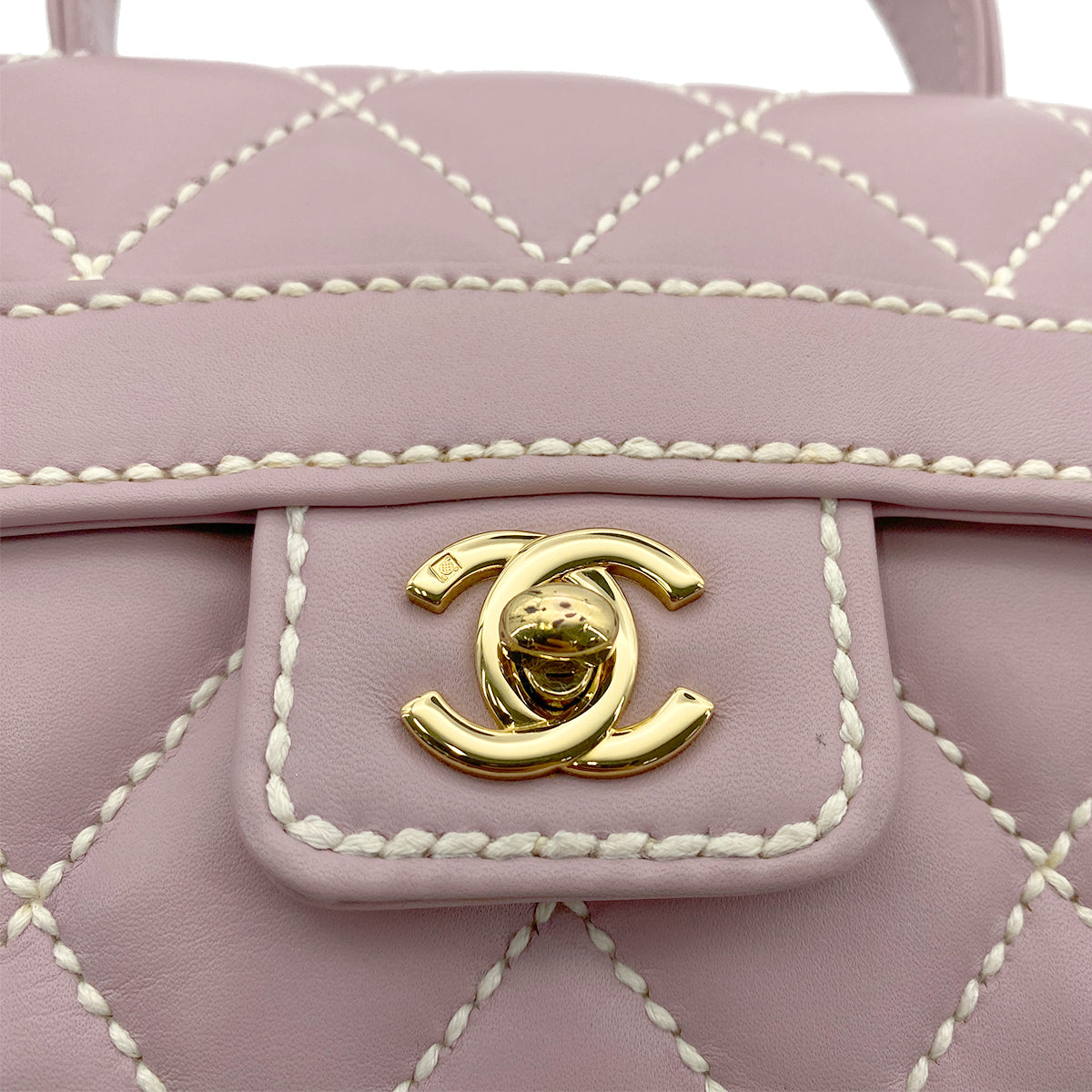 CHANEL VINTAGE WILD STITCH HAND BAG PURPLE LAMB SKIN 90265322