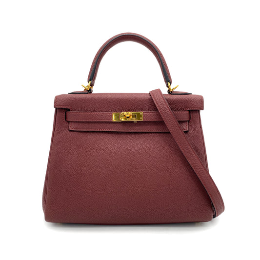 HERMES KELLY 28 RETOURNE ROUGE H TOGO HAND SHOULDER BAG Y GHW 90265324
