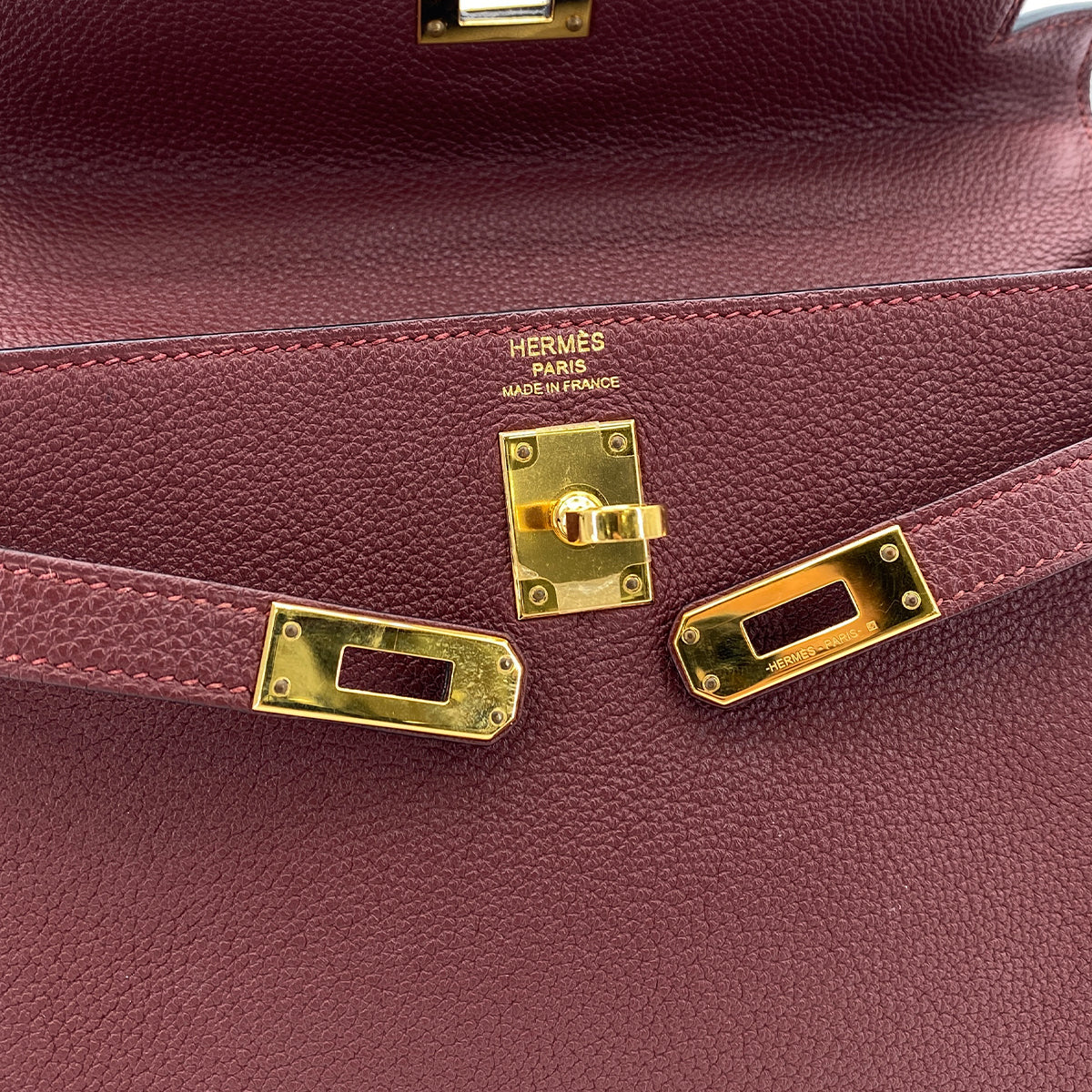 HERMES KELLY 28 RETOURNE ROUGE H TOGO HAND SHOULDER BAG Y GHW 90265324