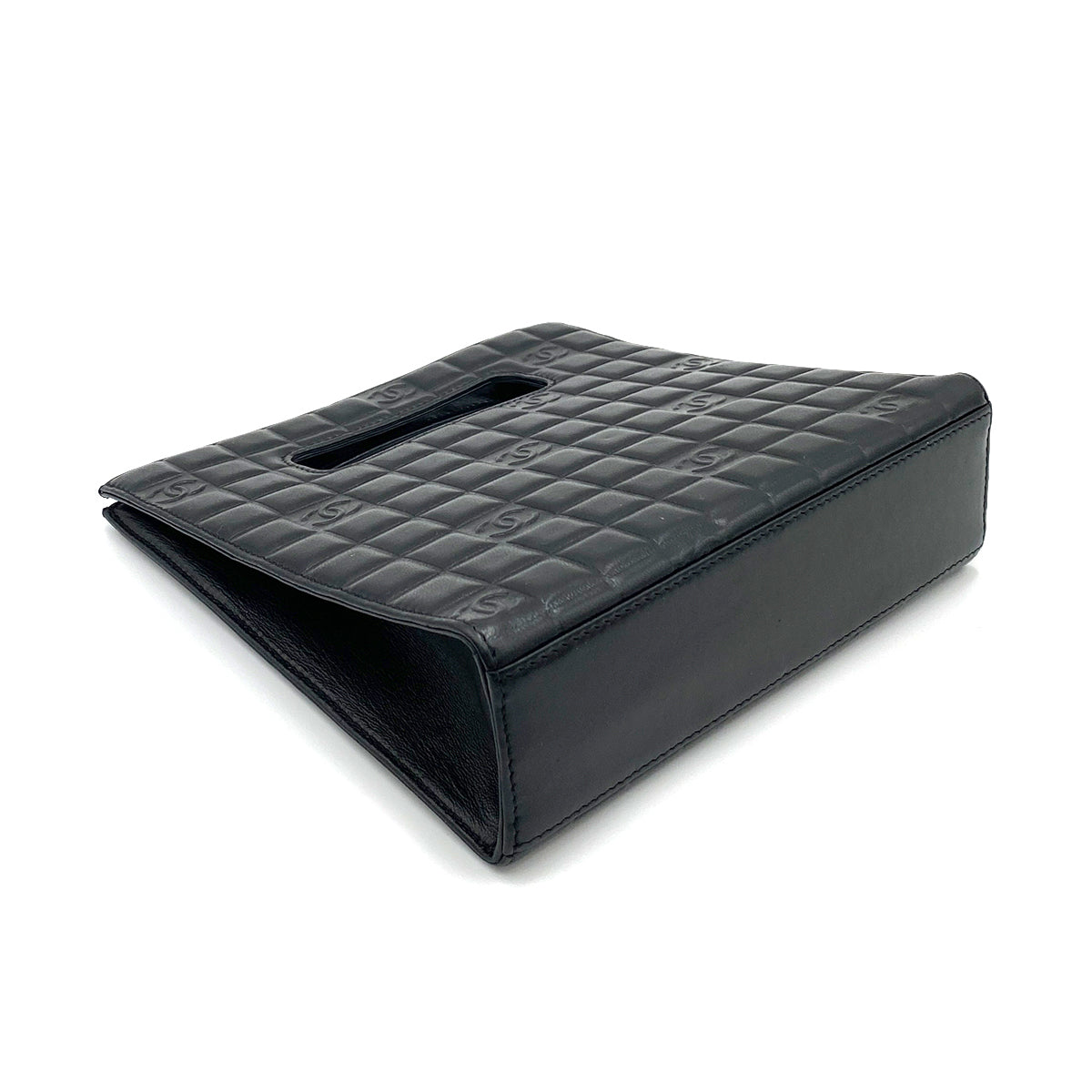 CHANEL VINTAGE CHOCOLATE BAR HAND SHOULDER BAG BLACK LAMB SKIN 90265325