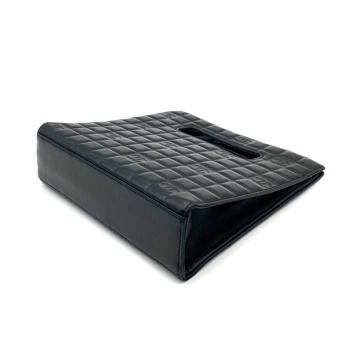 CHANEL VINTAGE CHOCOLATE BAR HAND SHOULDER BAG BLACK LAMB SKIN 90265325