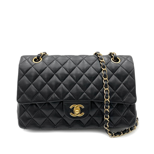 CHANEL VINTAGE CLASSIC FLAP MEDIUM CHAIN SHOULDER BAG BLACK LAMB SKIN 90265327