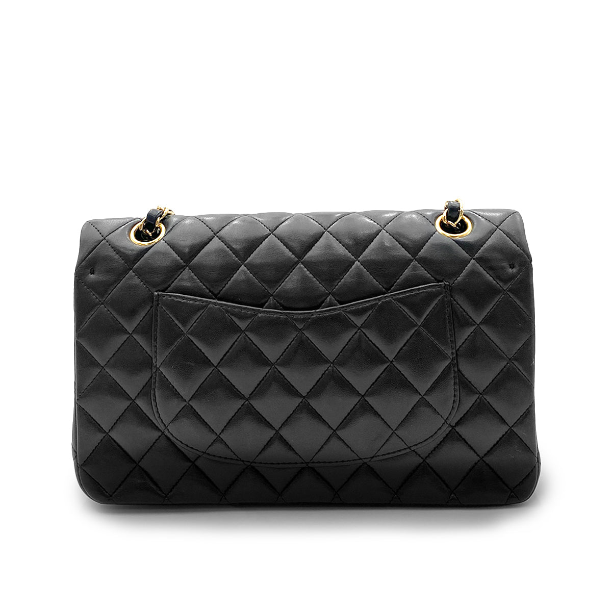 CHANEL VINTAGE CLASSIC FLAP MEDIUM CHAIN SHOULDER BAG BLACK LAMB SKIN 90265327