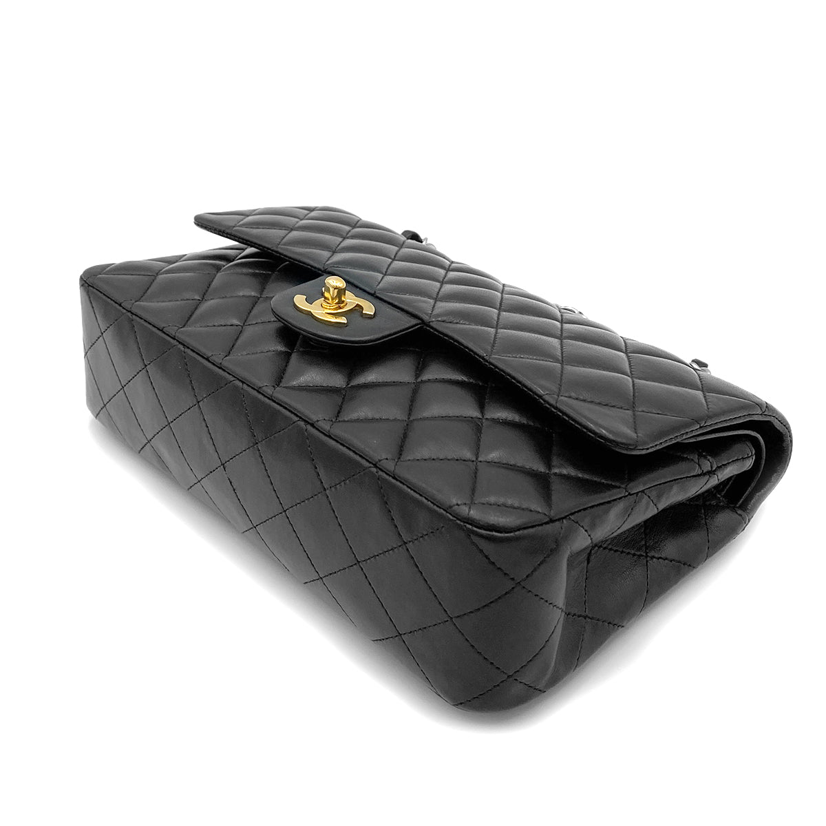 CHANEL VINTAGE CLASSIC FLAP MEDIUM CHAIN SHOULDER BAG BLACK LAMB SKIN 90265327