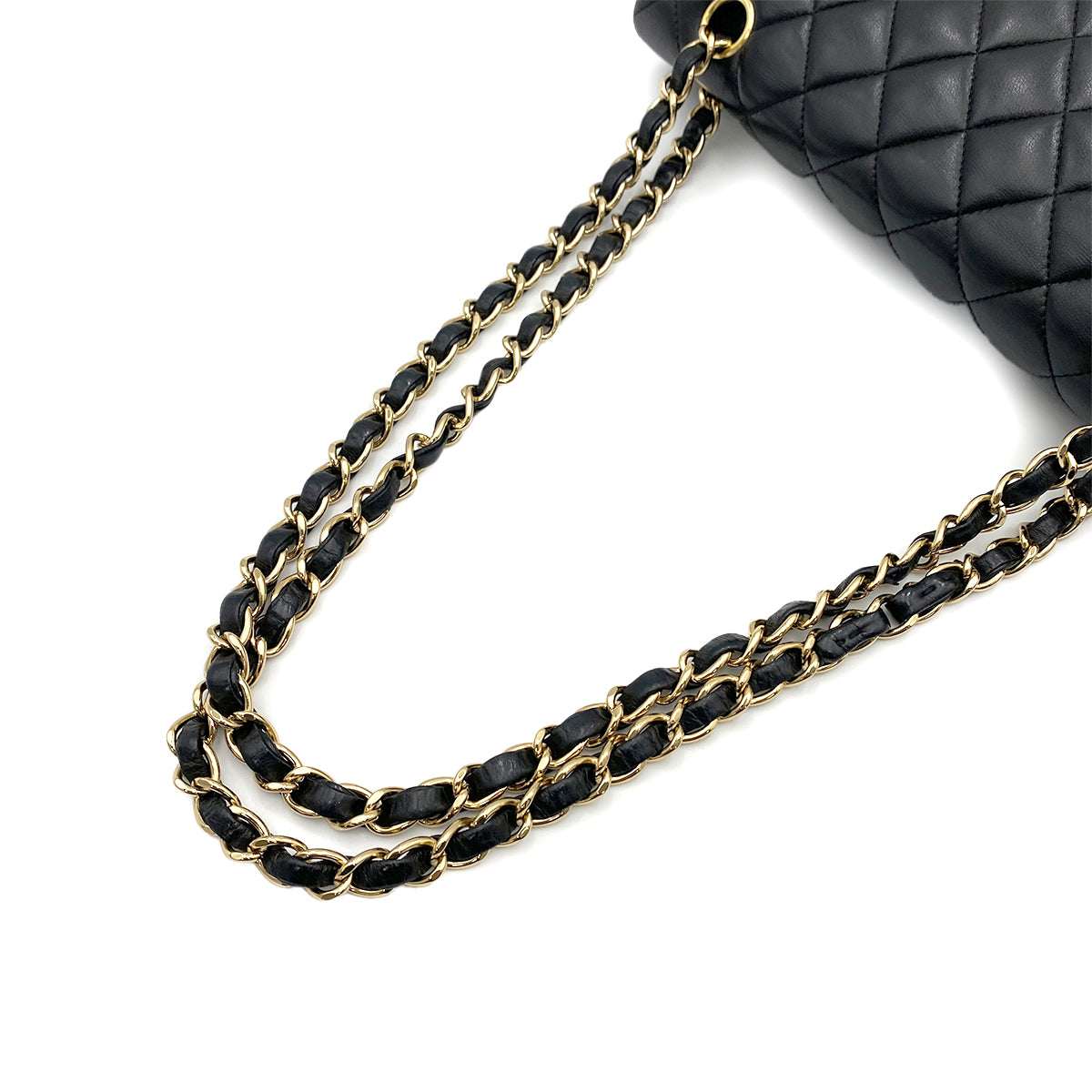 CHANEL VINTAGE CLASSIC FLAP MEDIUM CHAIN SHOULDER BAG BLACK LAMB SKIN 90265327