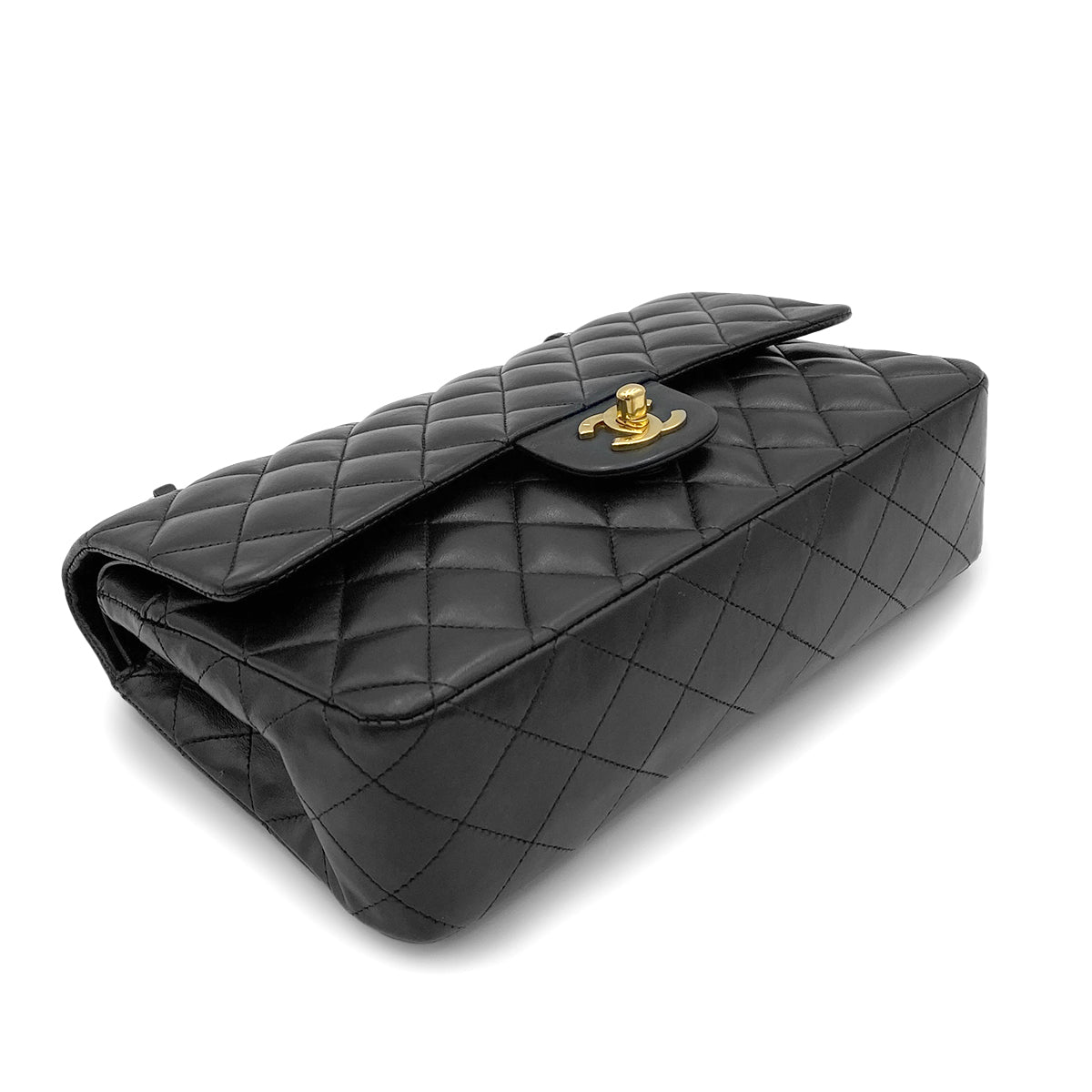 CHANEL VINTAGE CLASSIC FLAP MEDIUM CHAIN SHOULDER BAG BLACK LAMB SKIN 90265327