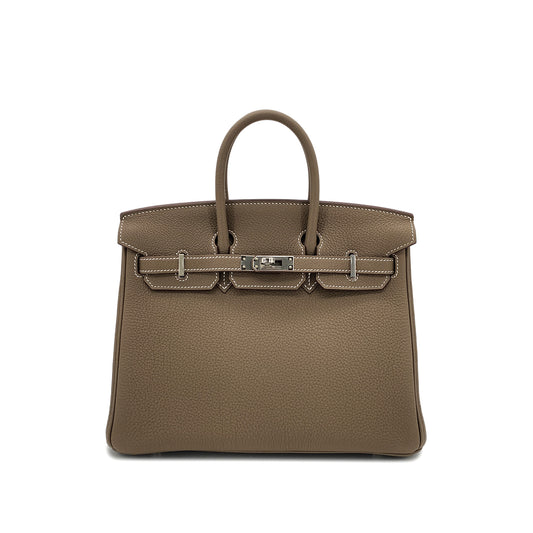 HERMES BIRKIN 25 ETOUPE TOGO HAND BAG W SHW 90265328