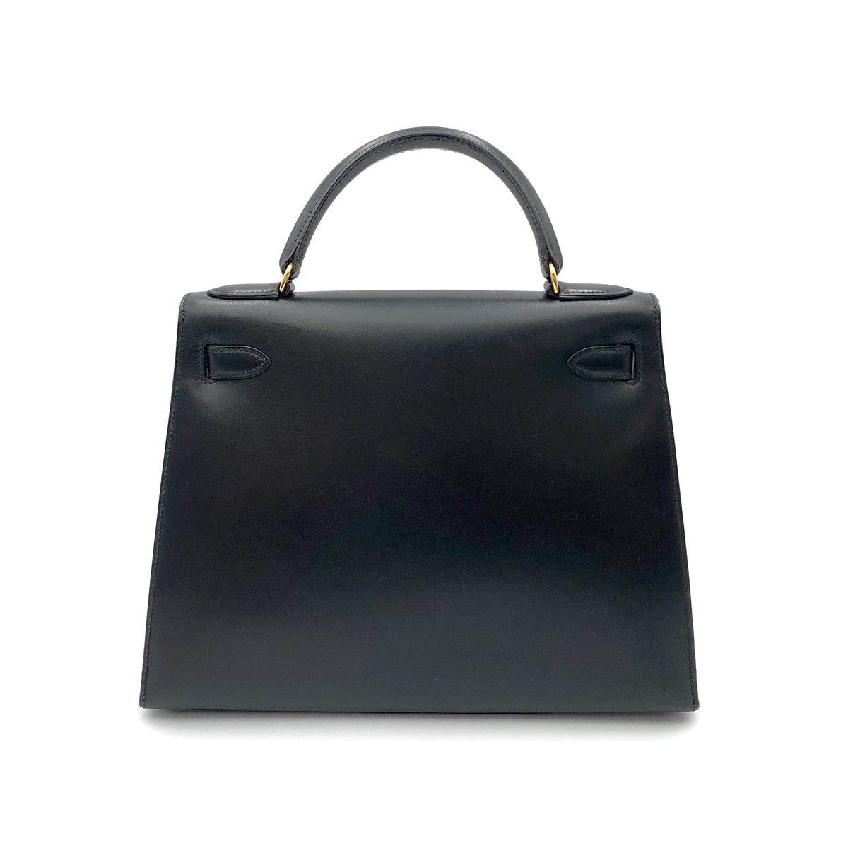 HERMES KELLY 28 SELLIER BLACK BOXCALF HAND SHOULDER BAG 〇U 90265329